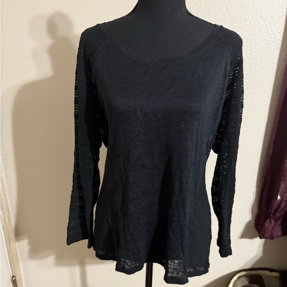 Women's Black Lace Long Sleeve Top